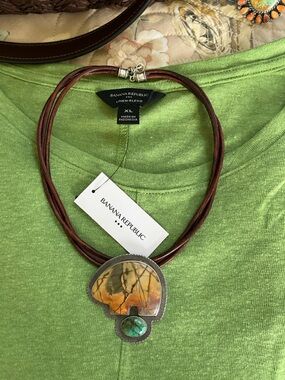 🦋🦋RESERVED FOR ANGEL DO NOT PURCHASE🦋🦋Tularosa Jasper Turquoise Leather Necklace